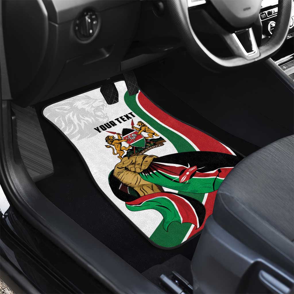 Personalized Kenya Jamhuri Day Car Mats Lion With Coat Of Arms - Wonder Print Shop