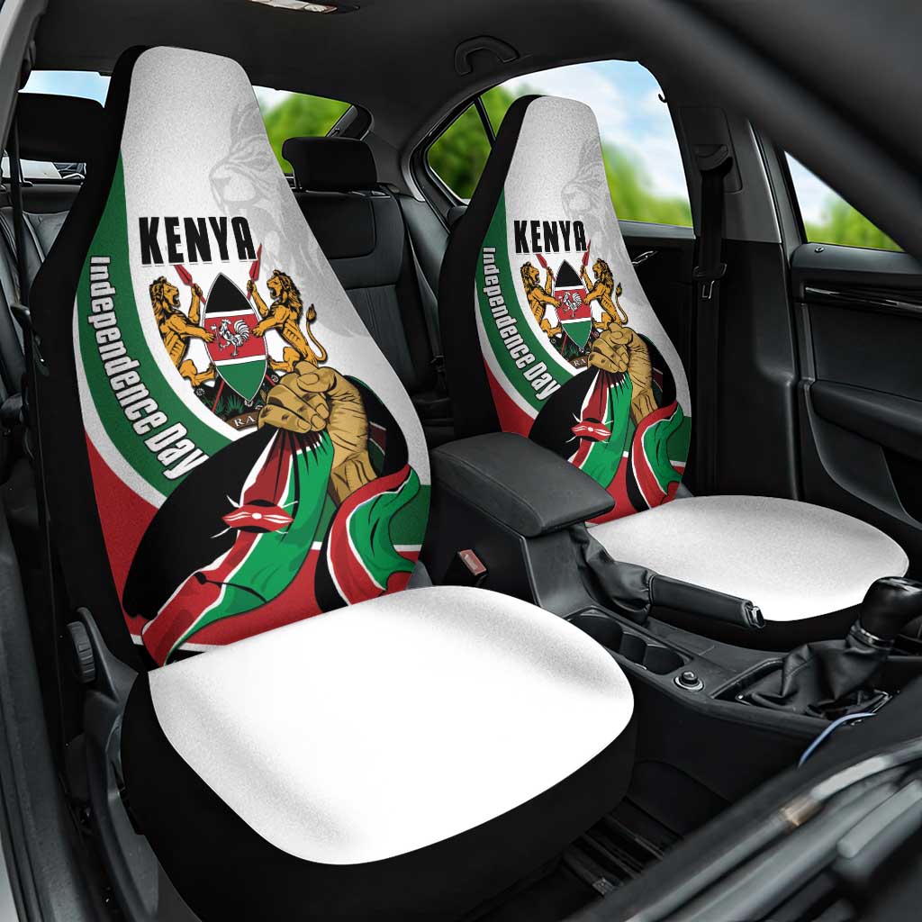 Kenya Jamhuri Day Car Seat Cover Lion With Coat Of Arms - Wonder Print Shop