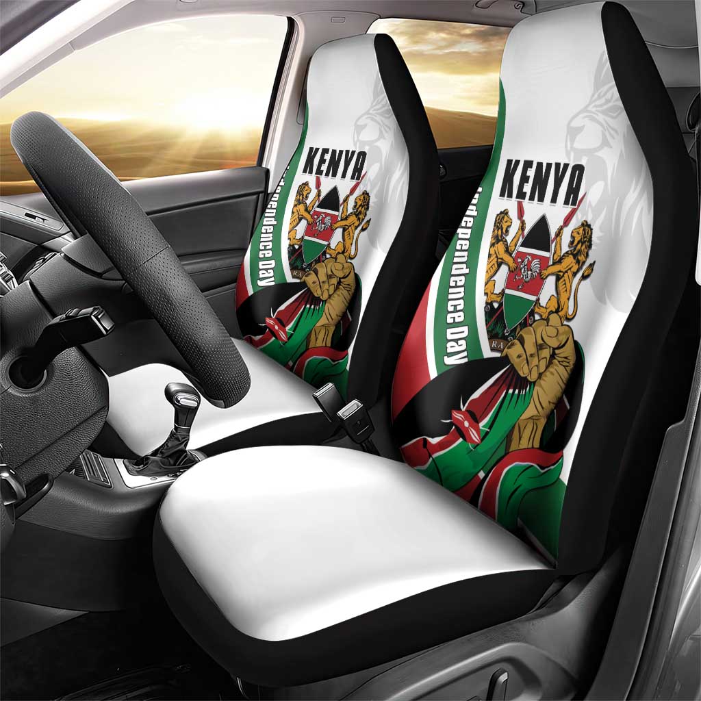 Kenya Jamhuri Day Car Seat Cover Lion With Coat Of Arms - Wonder Print Shop