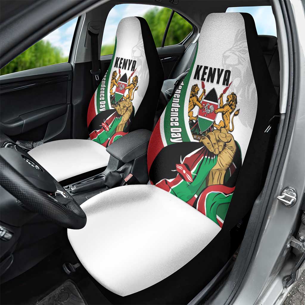 Kenya Jamhuri Day Car Seat Cover Lion With Coat Of Arms - Wonder Print Shop