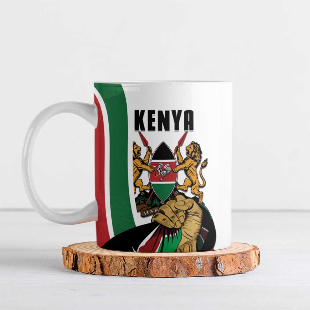 Personalized Kenya Jamhuri Day Ceramic Mug Lion With Coat Of Arms - Wonder Print Shop