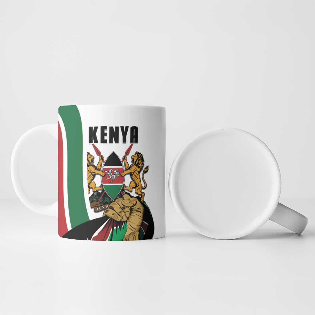Personalized Kenya Jamhuri Day Ceramic Mug Lion With Coat Of Arms - Wonder Print Shop