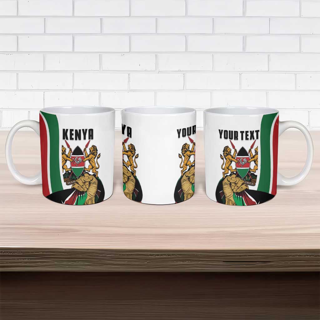 Personalized Kenya Jamhuri Day Ceramic Mug Lion With Coat Of Arms - Wonder Print Shop