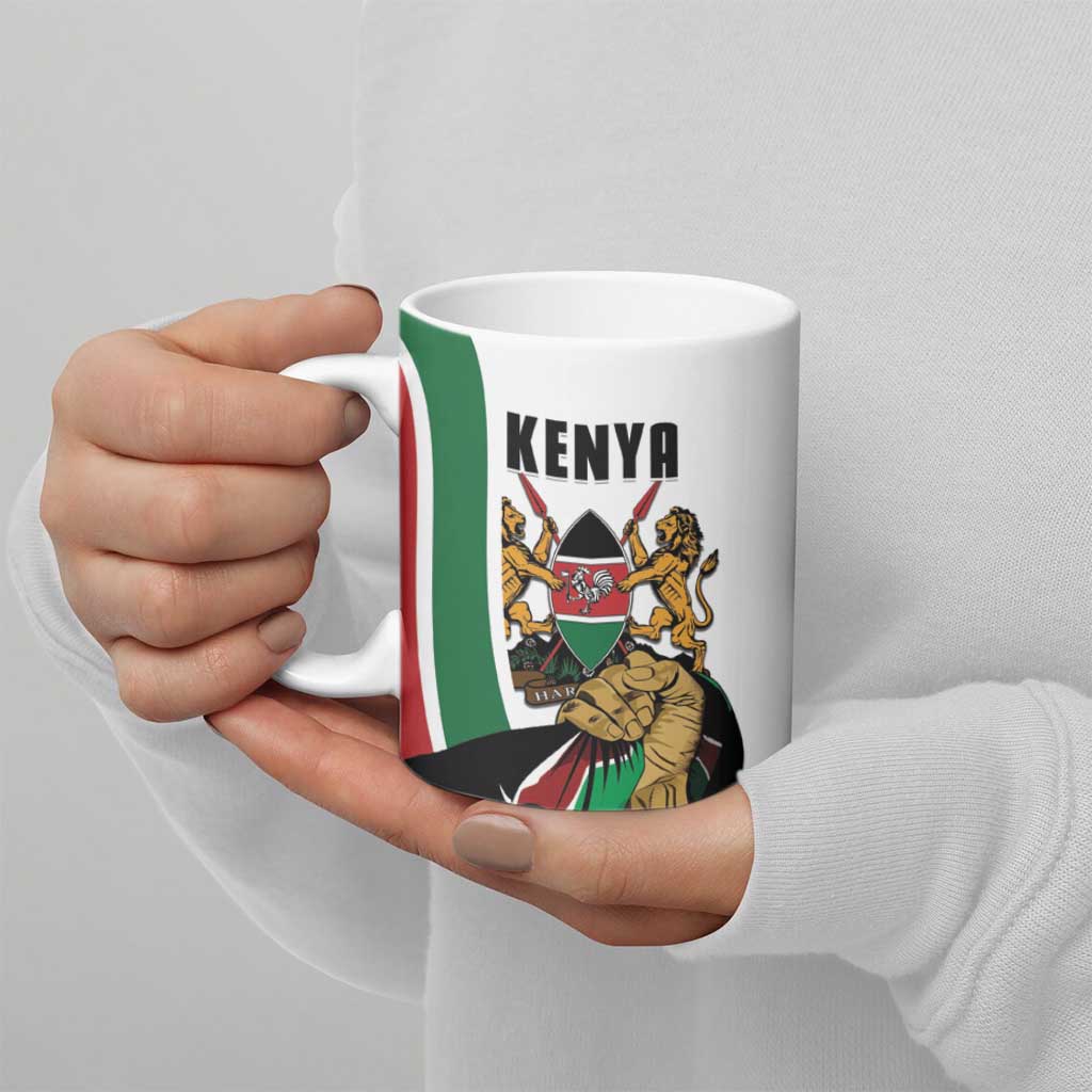 Personalized Kenya Jamhuri Day Ceramic Mug Lion With Coat Of Arms - Wonder Print Shop
