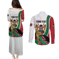 Personalized Kenya Jamhuri Day Couples Matching Puletasi and Long Sleeve Button Shirt Lion With Coat Of Arms - Wonder Print Shop