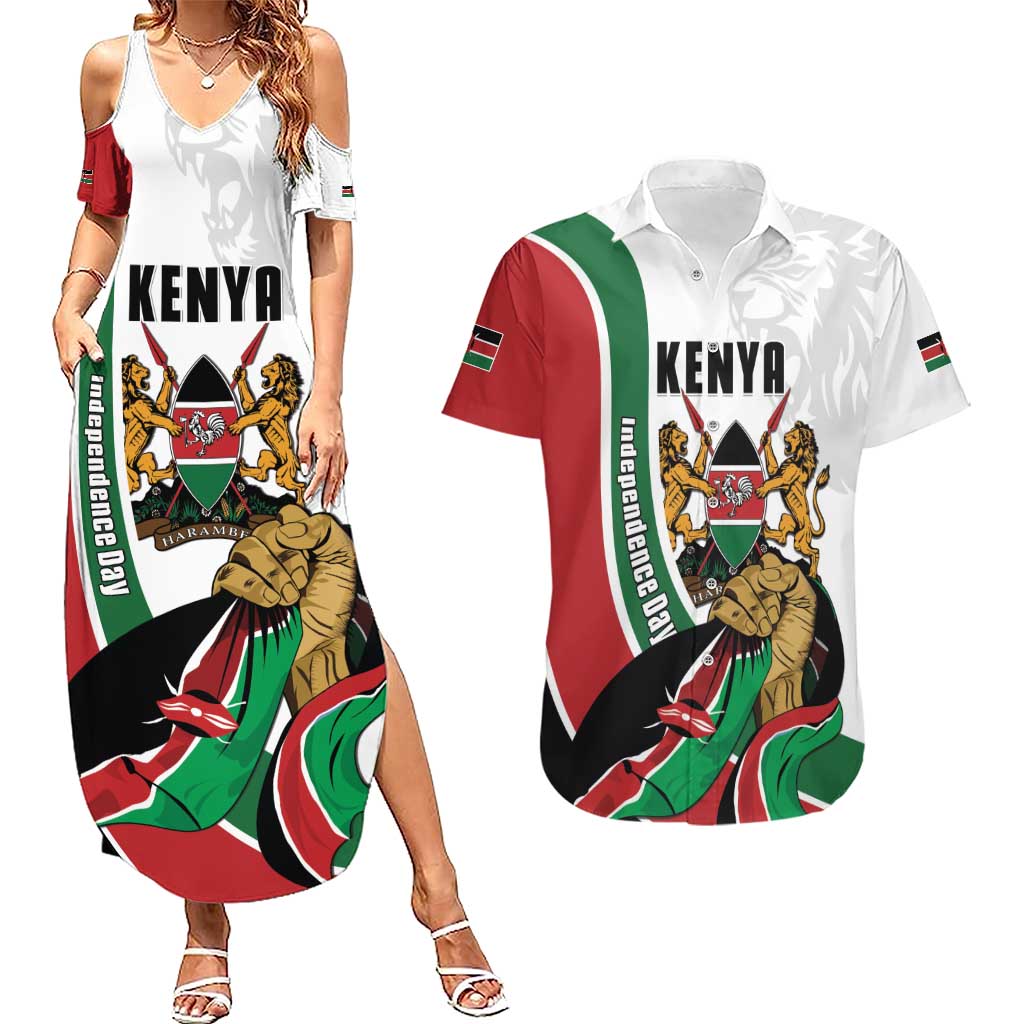 Personalized Kenya Jamhuri Day Couples Matching Summer Maxi Dress and Hawaiian Shirt Lion With Coat Of Arms - Wonder Print Shop