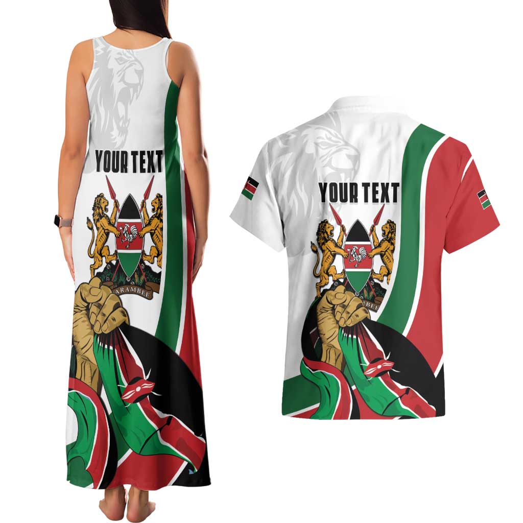Personalized Kenya Jamhuri Day Couples Matching Tank Maxi Dress and Hawaiian Shirt Lion With Coat Of Arms - Wonder Print Shop