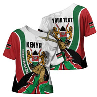 Personalized Kenya Jamhuri Day Cross Shoulder Shirt Lion With Coat Of Arms - Wonder Print Shop