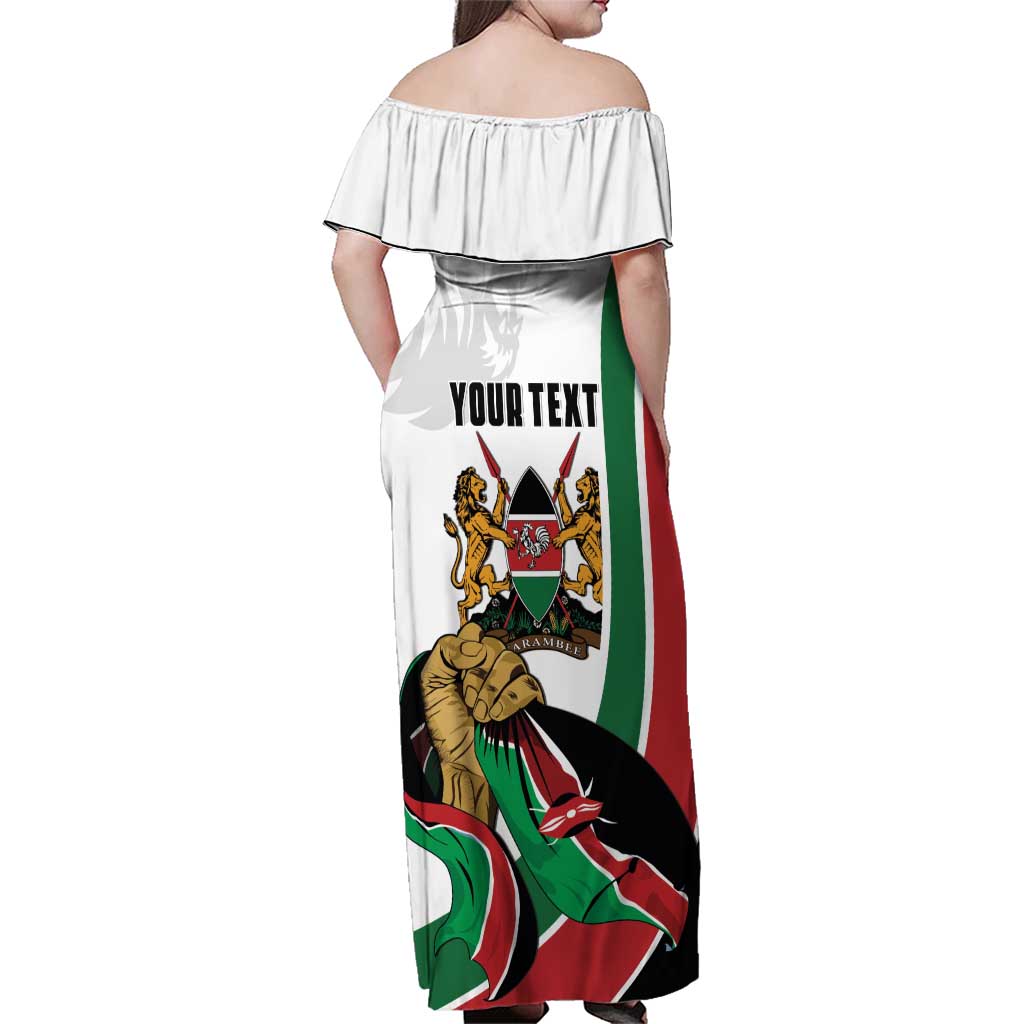 Personalized Kenya Jamhuri Day Family Matching Off Shoulder Maxi Dress and Hawaiian Shirt Lion With Coat Of Arms - Wonder Print Shop