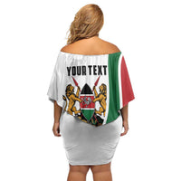 Personalized Kenya Jamhuri Day Family Matching Off Shoulder Short Dress and Hawaiian Shirt Lion With Coat Of Arms - Wonder Print Shop