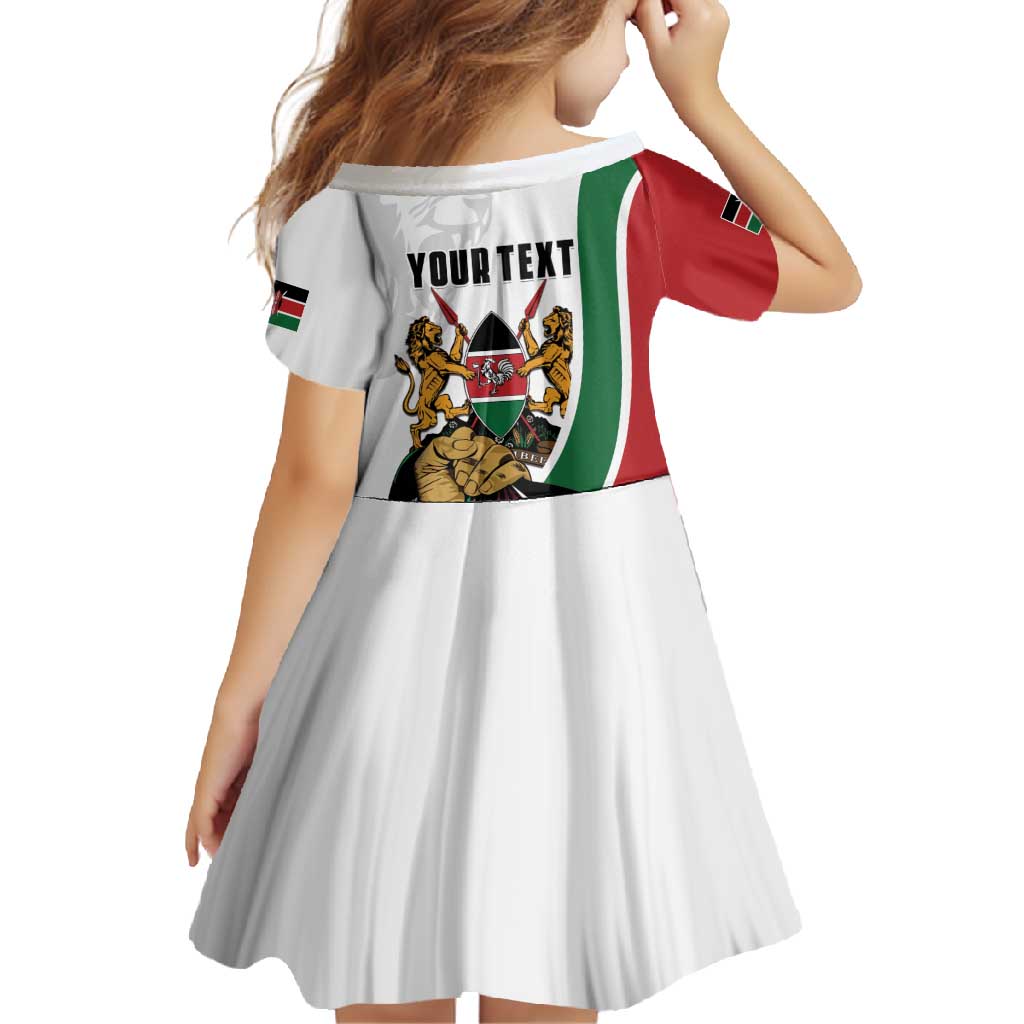 Personalized Kenya Jamhuri Day Family Matching Short Sleeve Bodycon Dress and Hawaiian Shirt Lion With Coat Of Arms - Wonder Print Shop