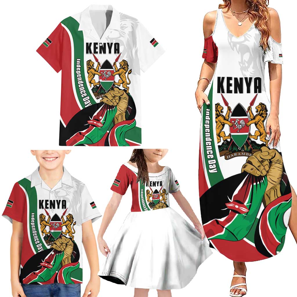 Personalized Kenya Jamhuri Day Family Matching Summer Maxi Dress and Hawaiian Shirt Lion With Coat Of Arms - Wonder Print Shop