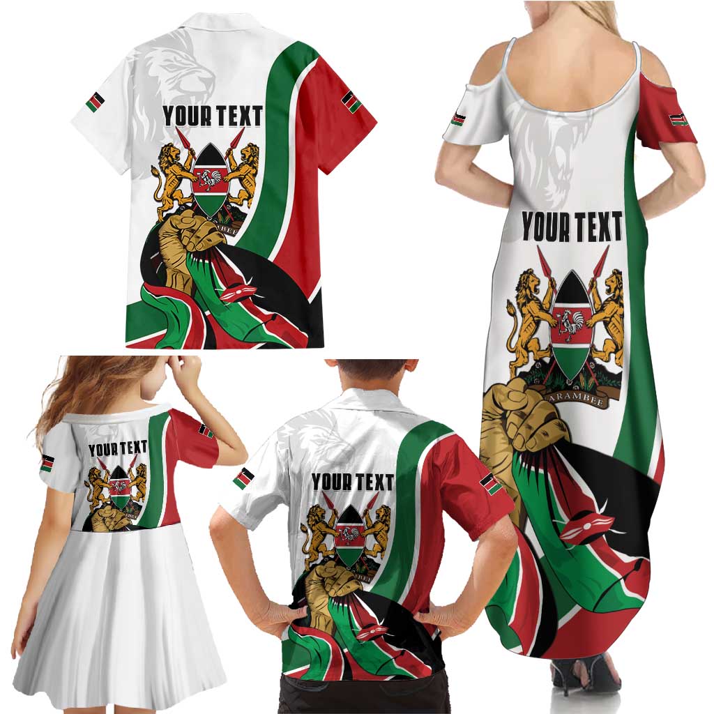 Personalized Kenya Jamhuri Day Family Matching Summer Maxi Dress and Hawaiian Shirt Lion With Coat Of Arms - Wonder Print Shop