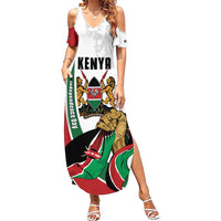 Personalized Kenya Jamhuri Day Family Matching Summer Maxi Dress and Hawaiian Shirt Lion With Coat Of Arms - Wonder Print Shop