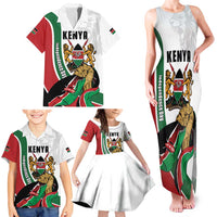 Personalized Kenya Jamhuri Day Family Matching Tank Maxi Dress and Hawaiian Shirt Lion With Coat Of Arms - Wonder Print Shop