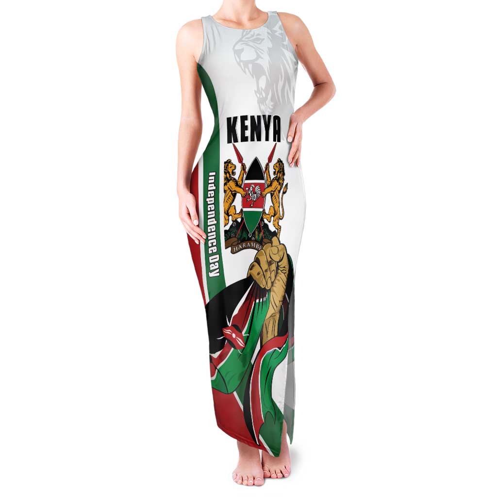 Personalized Kenya Jamhuri Day Family Matching Tank Maxi Dress and Hawaiian Shirt Lion With Coat Of Arms - Wonder Print Shop