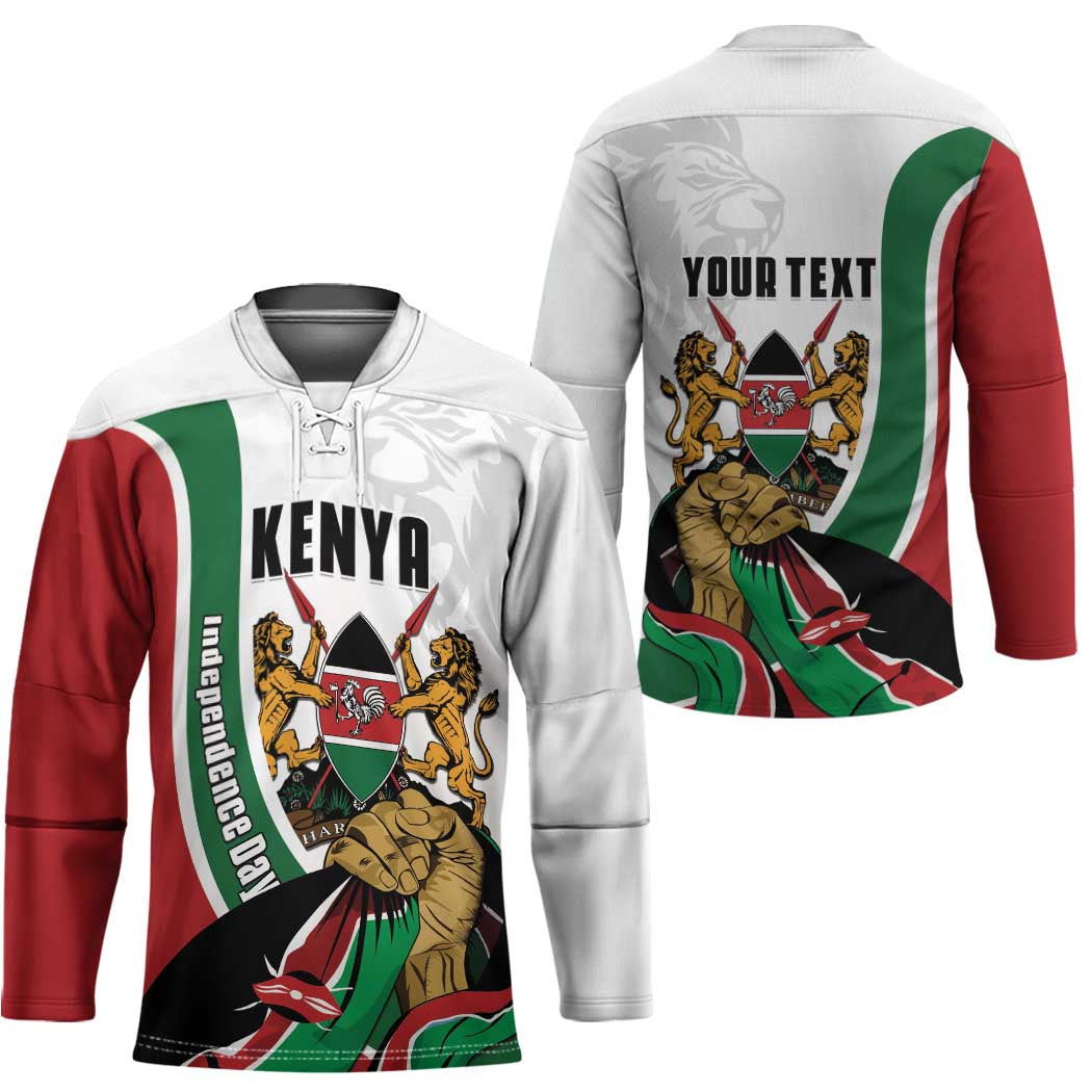 Personalized Kenya Jamhuri Day Hockey Jersey Lion With Coat Of Arms - Wonder Print Shop