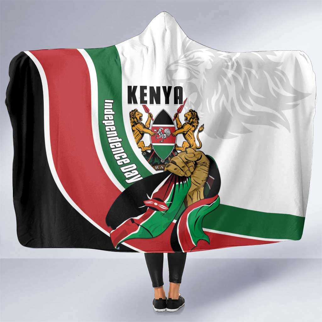 Kenya Jamhuri Day Hooded Blanket Lion With Coat Of Arms - Wonder Print Shop