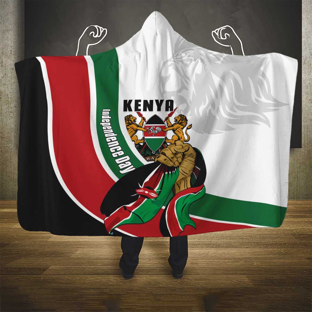 Kenya Jamhuri Day Hooded Blanket Lion With Coat Of Arms - Wonder Print Shop