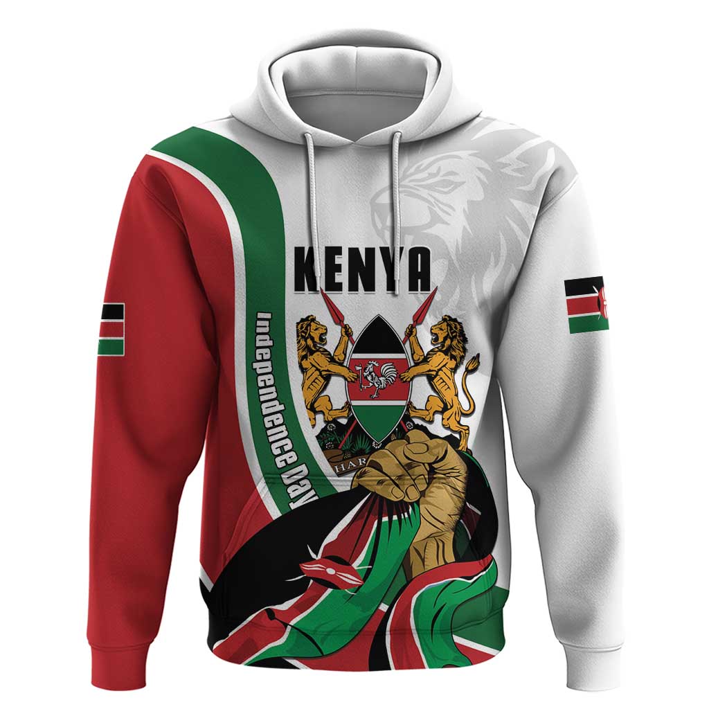 Personalized Kenya Jamhuri Day Hoodie Lion With Coat Of Arms - Wonder Print Shop