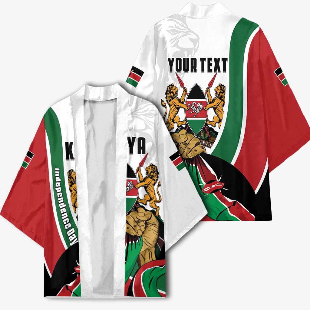 Personalized Kenya Jamhuri Day Kimono Lion With Coat Of Arms - Wonder Print Shop