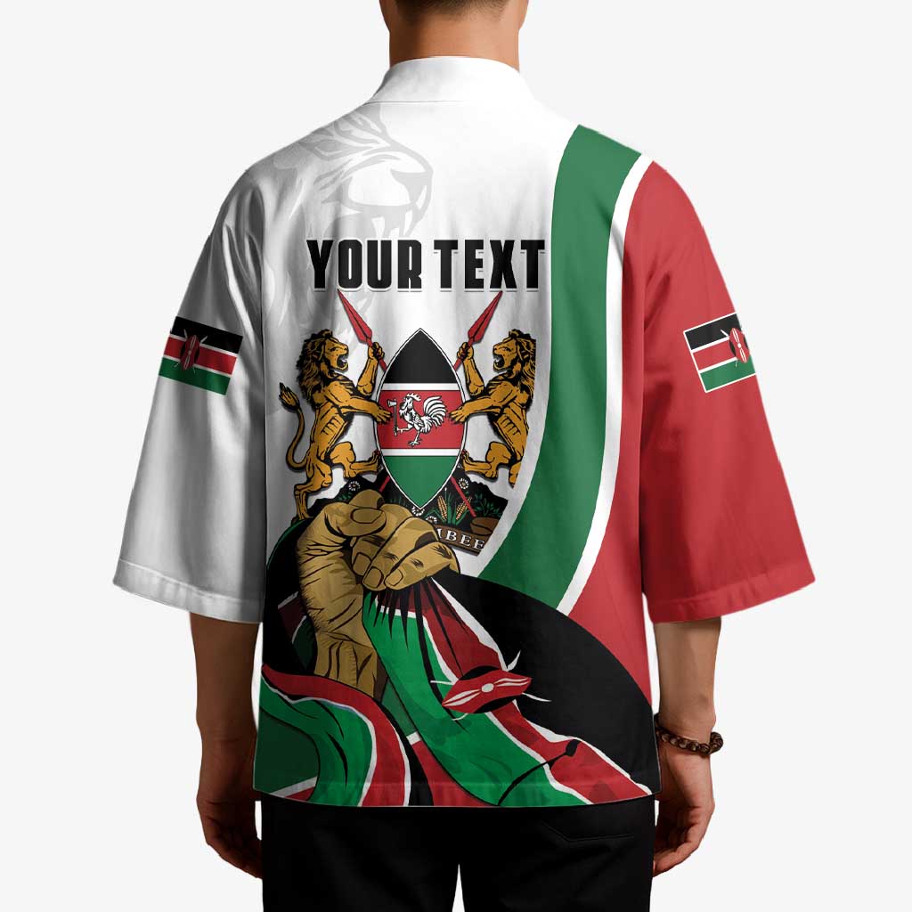 Personalized Kenya Jamhuri Day Kimono Lion With Coat Of Arms - Wonder Print Shop