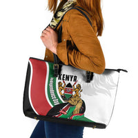 Kenya Jamhuri Day Leather Tote Bag Lion With Coat Of Arms - Wonder Print Shop