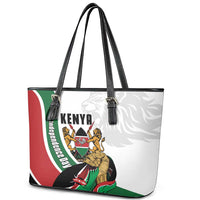 Kenya Jamhuri Day Leather Tote Bag Lion With Coat Of Arms - Wonder Print Shop