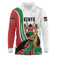 Personalized Kenya Jamhuri Day Long Sleeve Polo Shirt Lion With Coat Of Arms - Wonder Print Shop