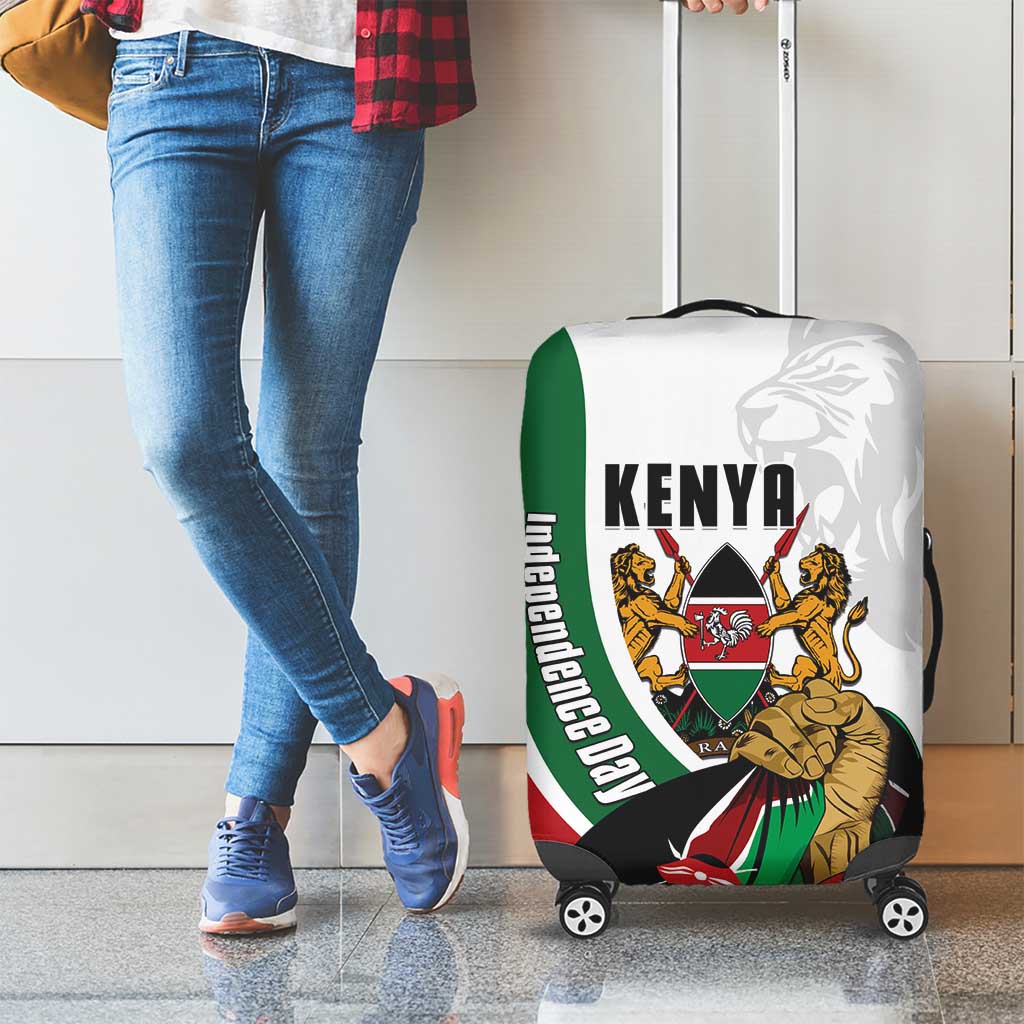 Kenya Jamhuri Day Luggage Cover Lion With Coat Of Arms - Wonder Print Shop