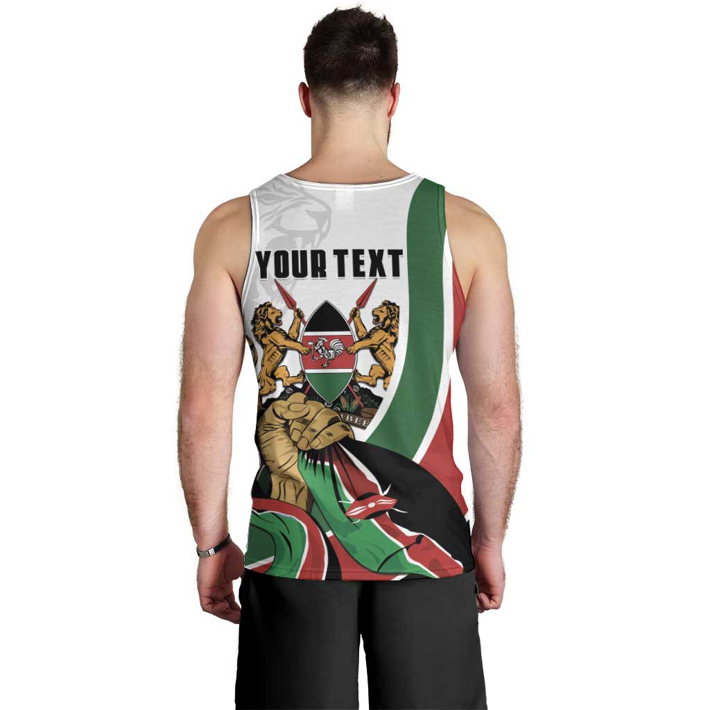 Personalized Kenya Jamhuri Day Men Tank Top Lion With Coat Of Arms - Wonder Print Shop