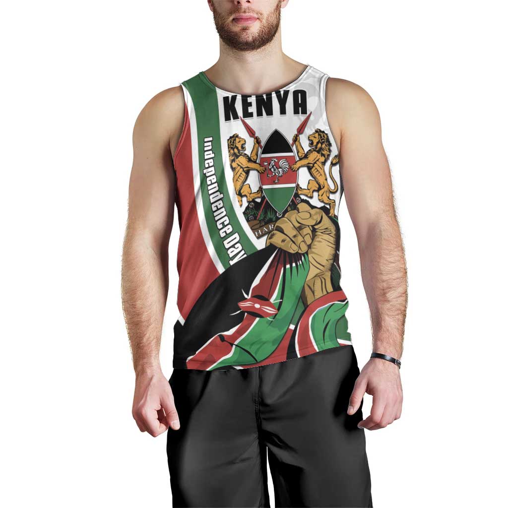 Personalized Kenya Jamhuri Day Men Tank Top Lion With Coat Of Arms - Wonder Print Shop