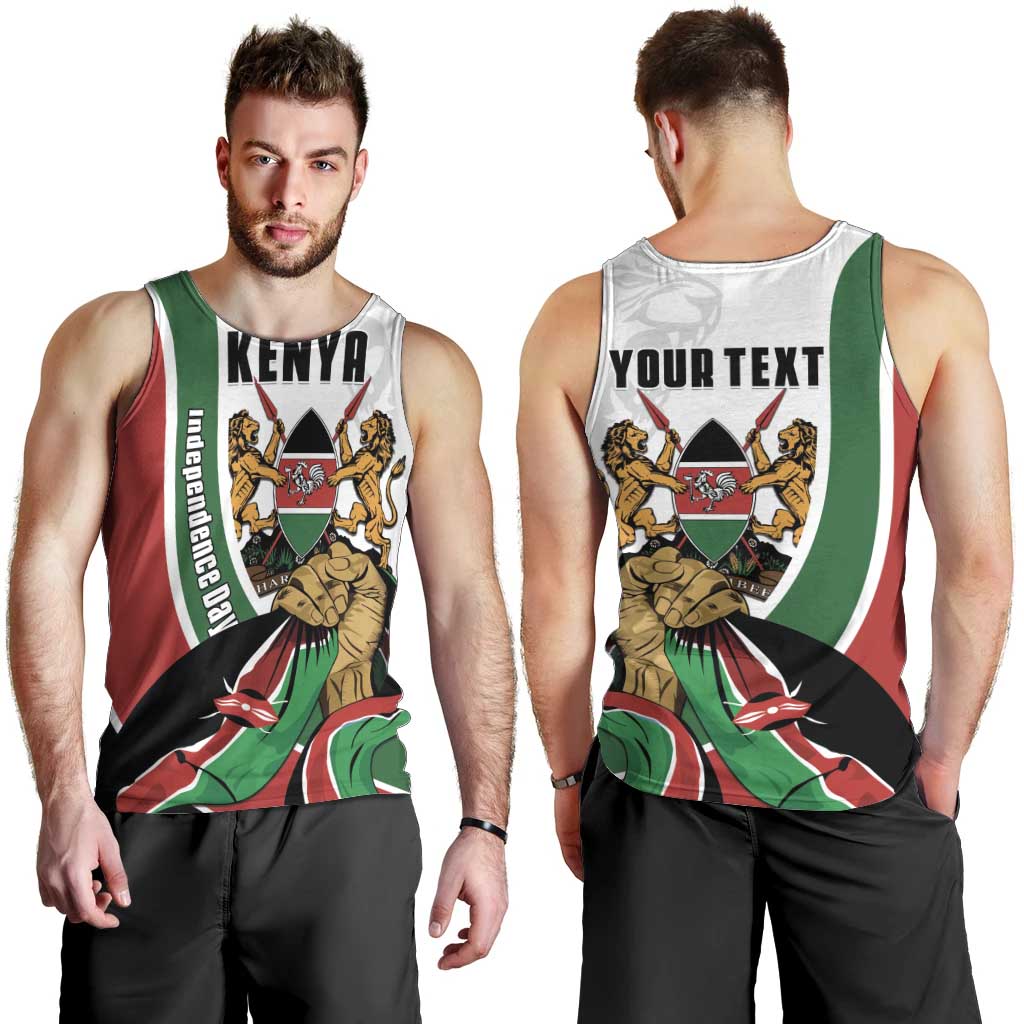 Personalized Kenya Jamhuri Day Men Tank Top Lion With Coat Of Arms - Wonder Print Shop