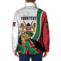 Personalized Kenya Jamhuri Day Padded Jacket Lion With Coat Of Arms - Wonder Print Shop