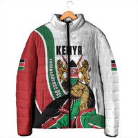 Personalized Kenya Jamhuri Day Padded Jacket Lion With Coat Of Arms - Wonder Print Shop