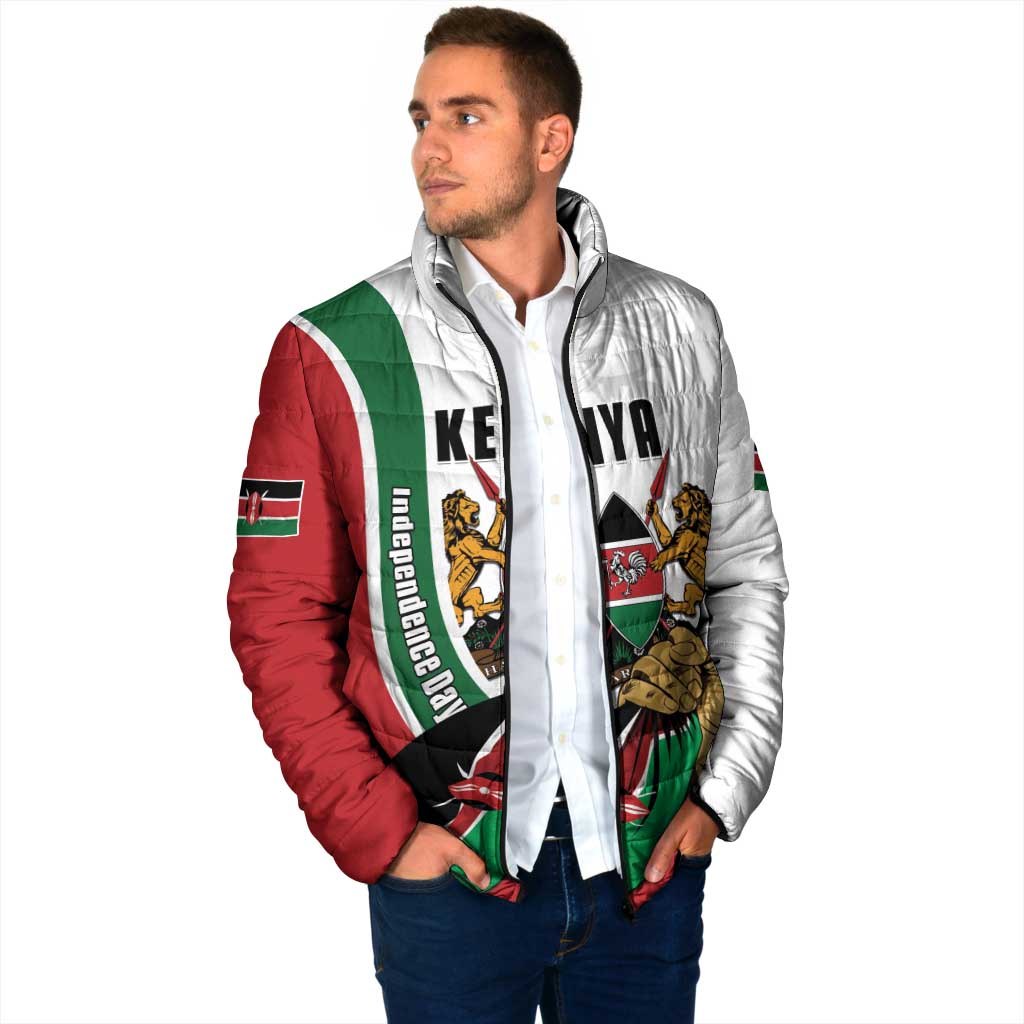 Personalized Kenya Jamhuri Day Padded Jacket Lion With Coat Of Arms - Wonder Print Shop