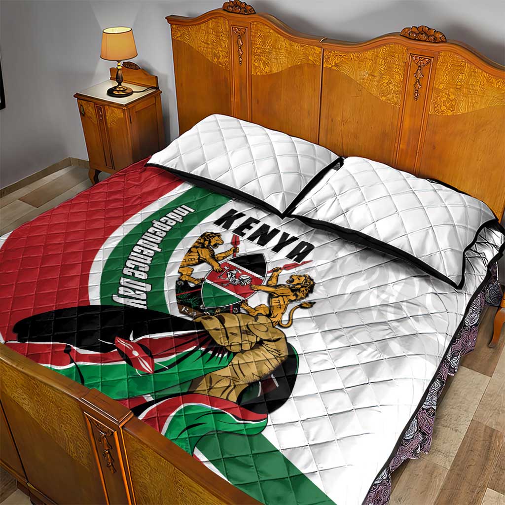 Kenya Jamhuri Day Quilt Bed Set Lion With Coat Of Arms - Wonder Print Shop