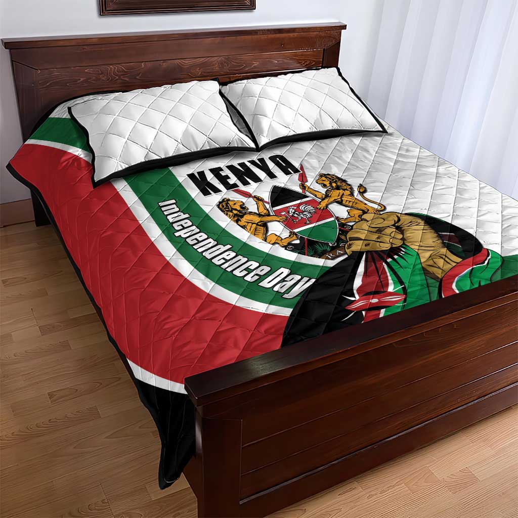 Kenya Jamhuri Day Quilt Bed Set Lion With Coat Of Arms - Wonder Print Shop