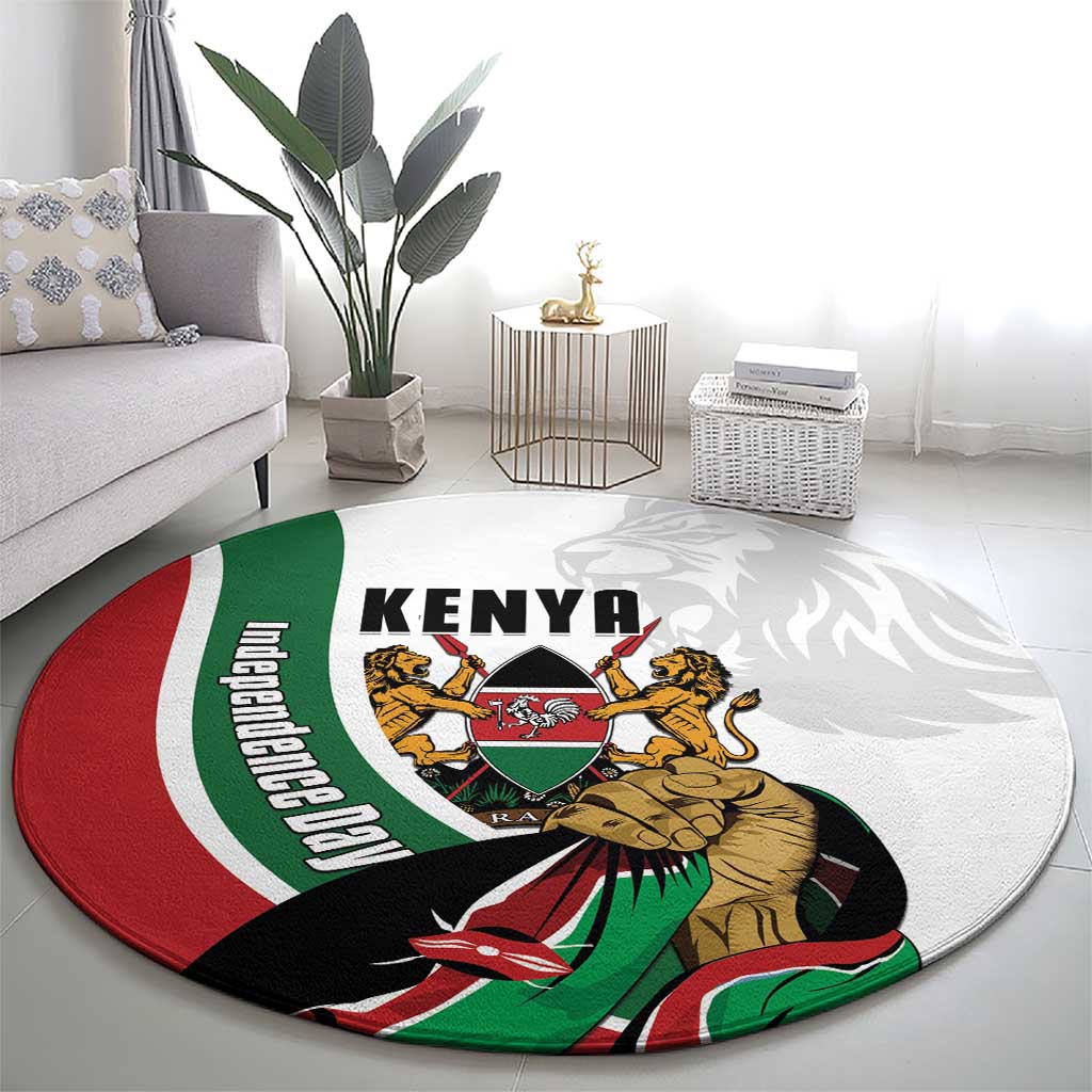Kenya Jamhuri Day Round Carpet Lion With Coat Of Arms - Wonder Print Shop