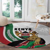 Kenya Jamhuri Day Round Carpet Lion With Coat Of Arms - Wonder Print Shop