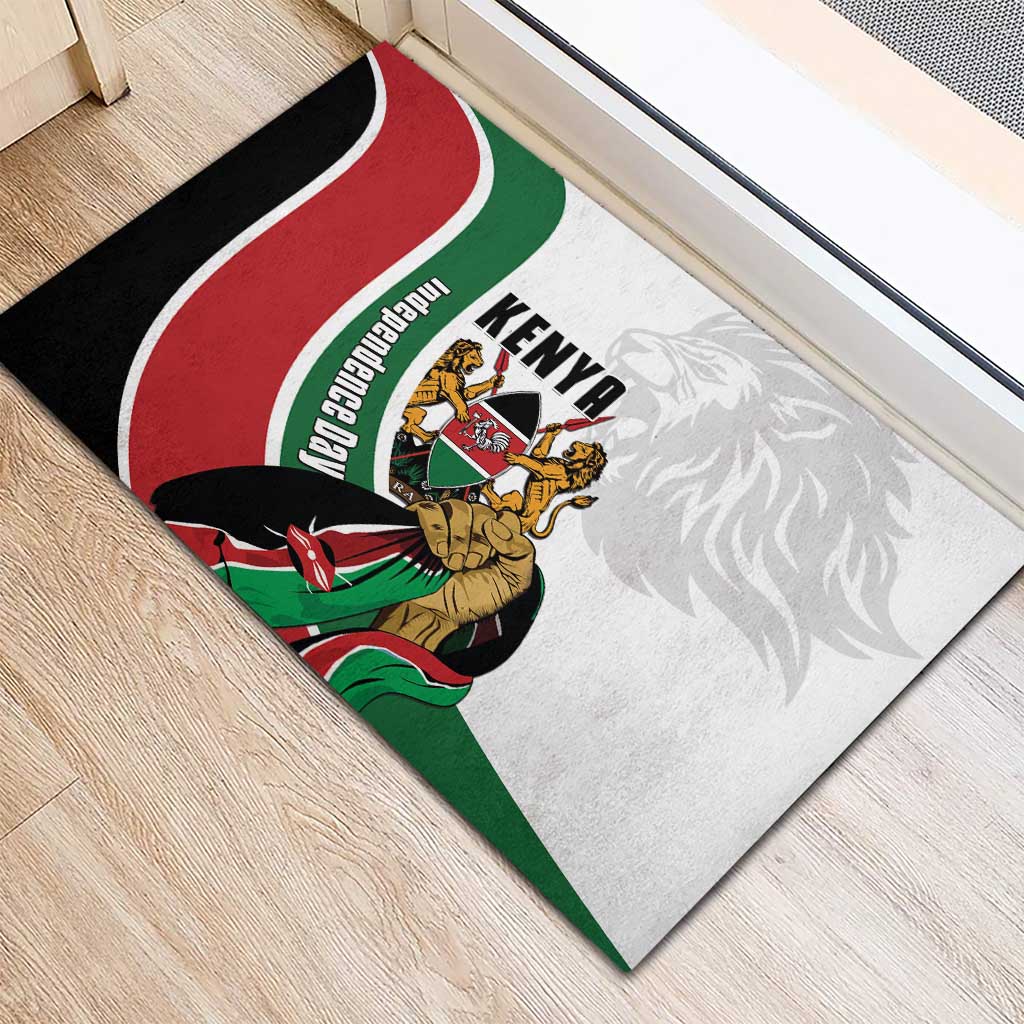 Kenya Jamhuri Day Rubber Doormat Lion With Coat Of Arms - Wonder Print Shop