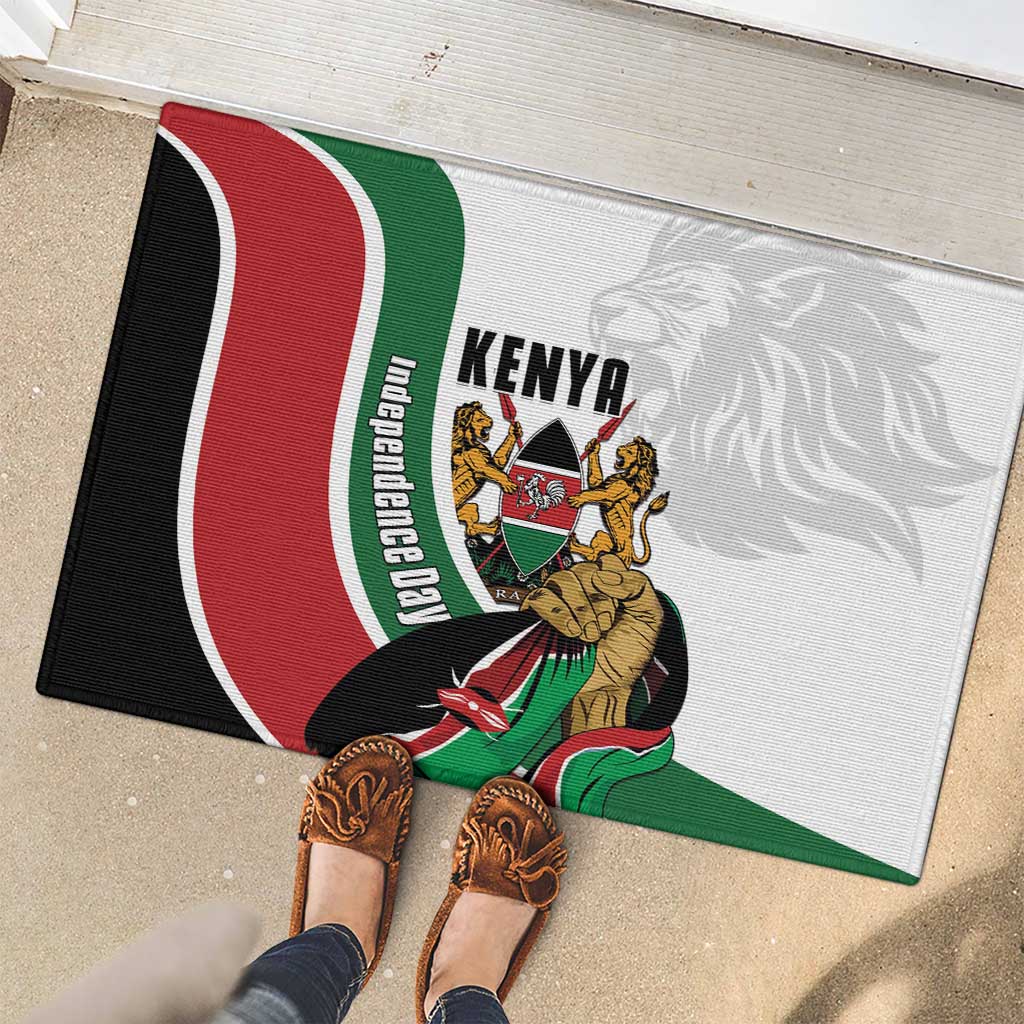Kenya Jamhuri Day Rubber Doormat Lion With Coat Of Arms - Wonder Print Shop
