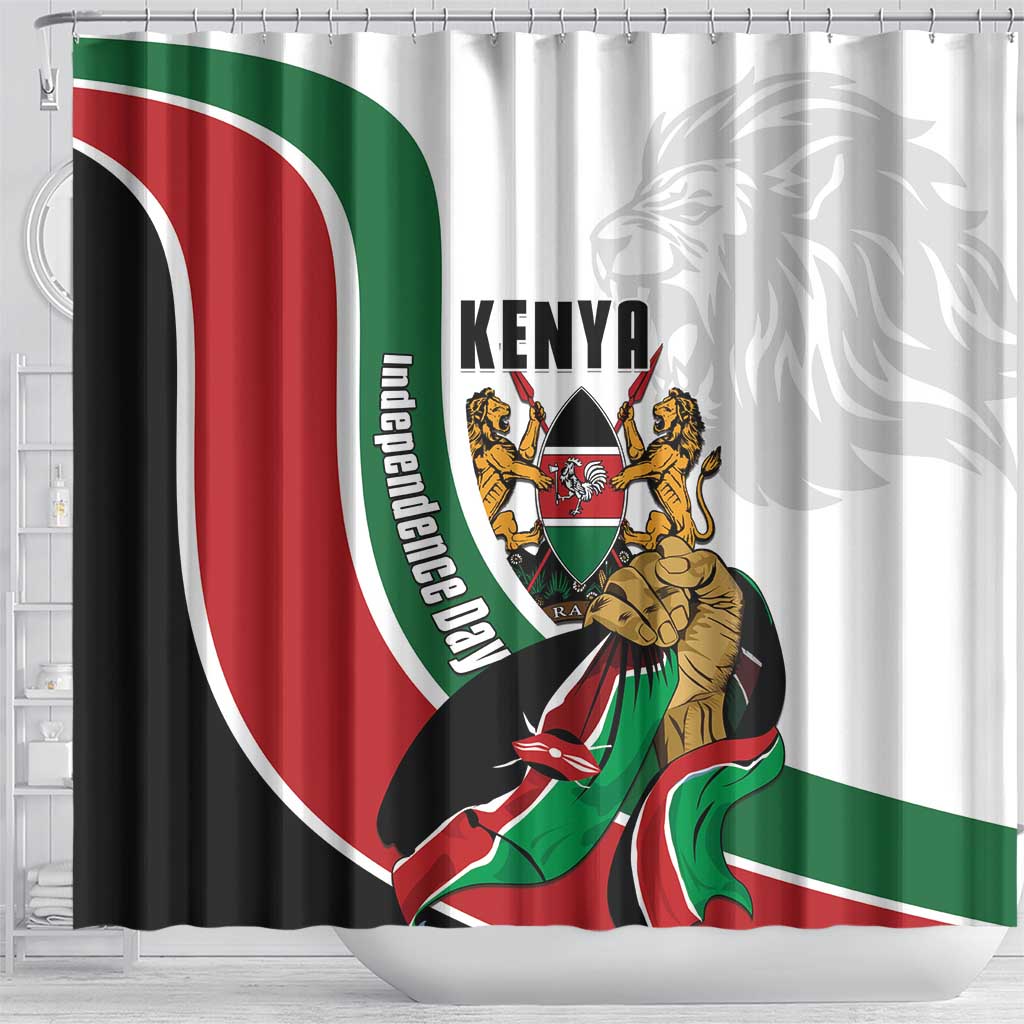 Kenya Jamhuri Day Shower Curtain Lion With Coat Of Arms - Wonder Print Shop