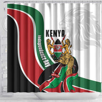 Kenya Jamhuri Day Shower Curtain Lion With Coat Of Arms - Wonder Print Shop