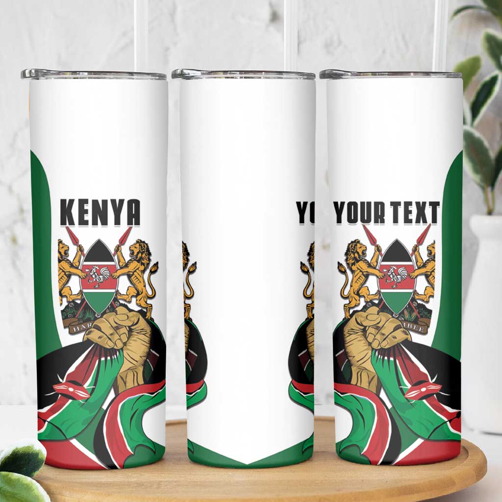 Personalized Kenya Jamhuri Day Skinny Tumbler Lion With Coat Of Arms - Wonder Print Shop