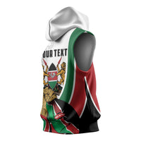 Personalized Kenya Jamhuri Day Sleeveless Hoodie Lion With Coat Of Arms - Wonder Print Shop