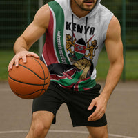 Personalized Kenya Jamhuri Day Sleeveless Hoodie Lion With Coat Of Arms - Wonder Print Shop