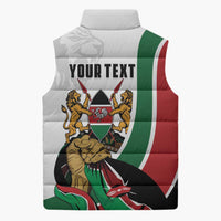Personalized Kenya Jamhuri Day Sleeveless Puffer Jacket Lion With Coat Of Arms - Wonder Print Shop