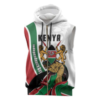 Personalized Kenya Jamhuri Day Sleeveless Zip Hoodie Lion With Coat Of Arms - Wonder Print Shop