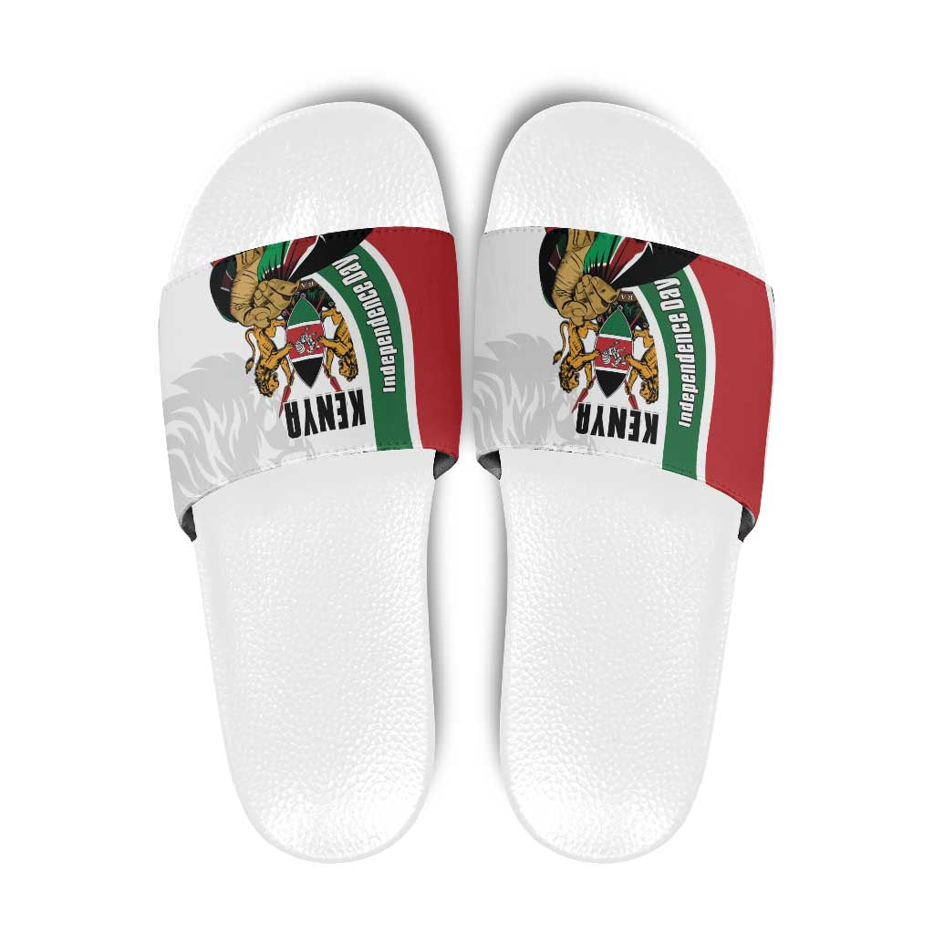 Kenya Jamhuri Day Slide Sandals Lion With Coat Of Arms - Wonder Print Shop